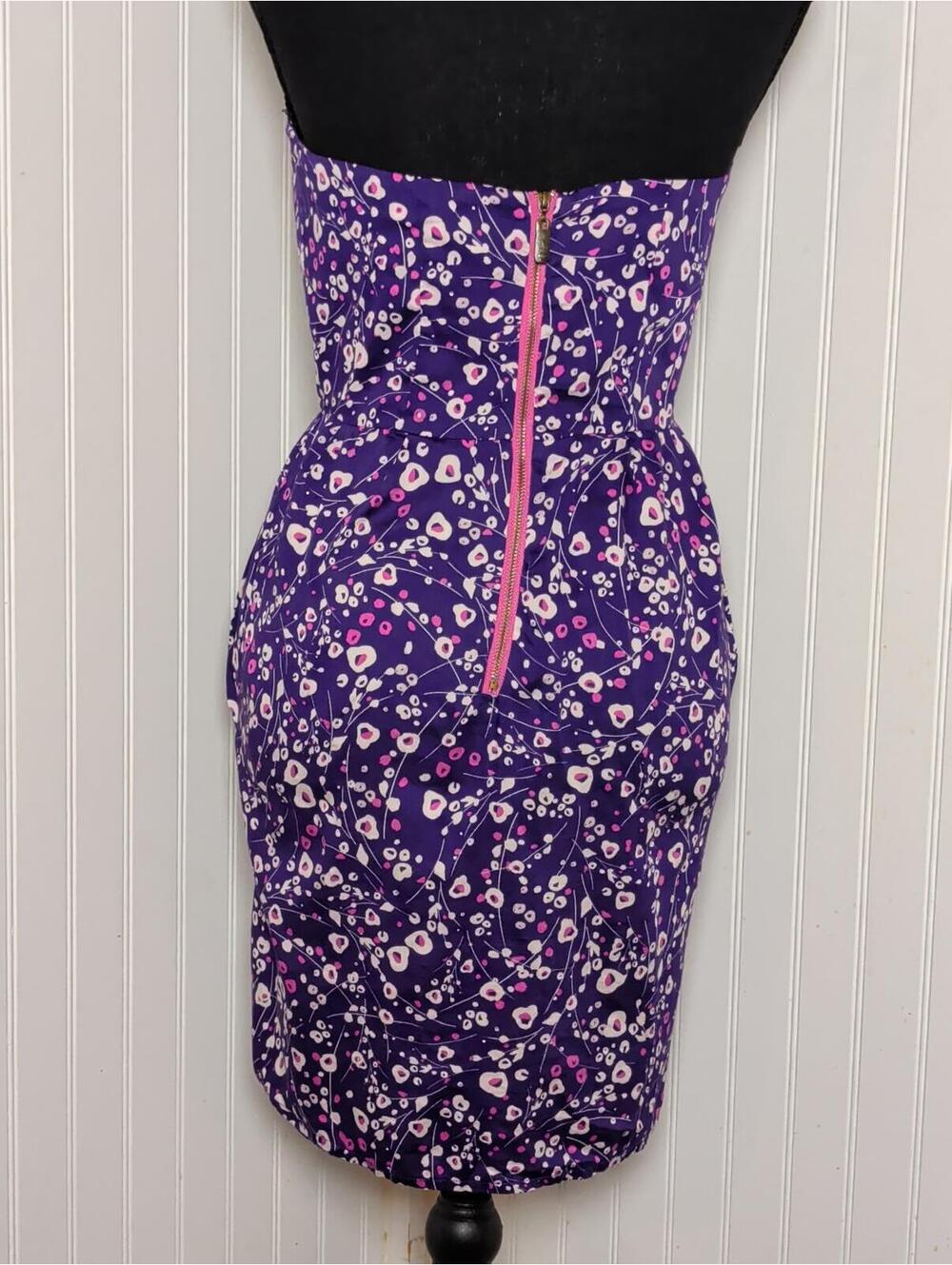O'Neill Strapless Purple Floral Print Cotton  Dress Size 7 - Picture 3 of 7